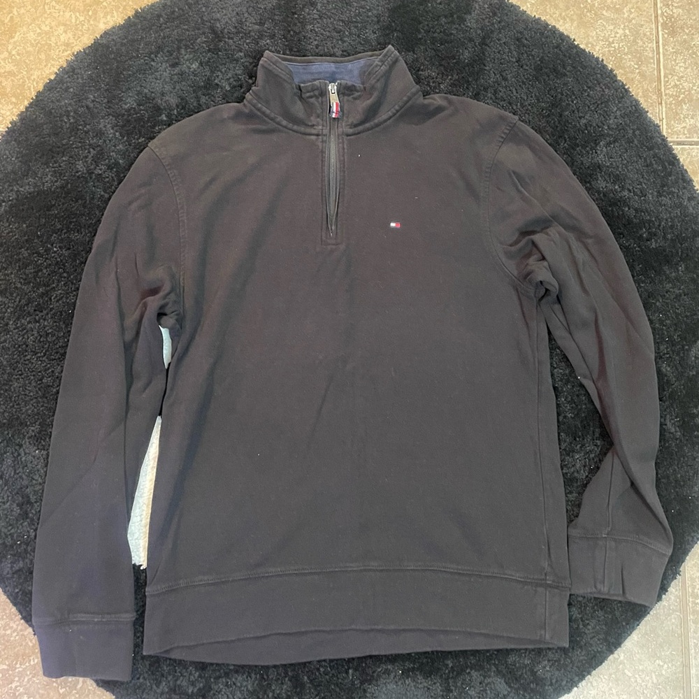 Tommy Hilfiger Black Quarter Zip Up Sweatershirt